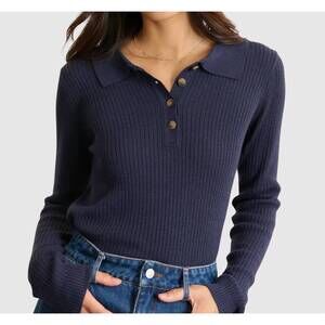 NEW GARANCE PARIS billie knit long sleeve polo in marine